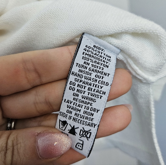 Bob Mackie Wearable Art VintageIvory Floral Embroidered Bell Sleeve Knit Top 1X - Picture 3 of 4